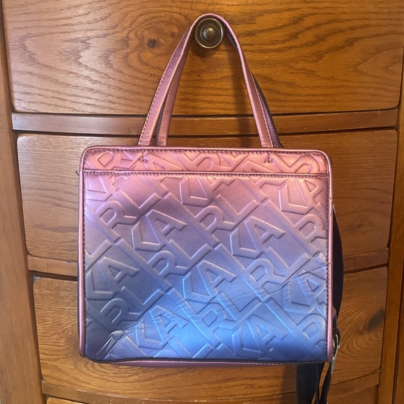 Karl Lagerfeld Maybelle Satchel cactus pink ombré w/ cat Choupette handbag rare - Picture 4 of 9